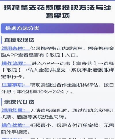 携程拿去花资金提现方式详解