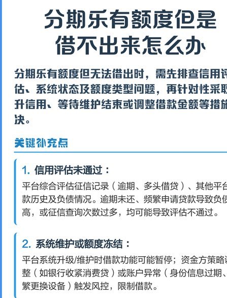 分期乐有额度但是借不了